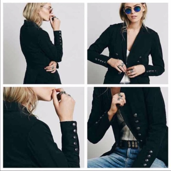 Free People Military Inspired Black Blazer Large - Picture 3 of 16